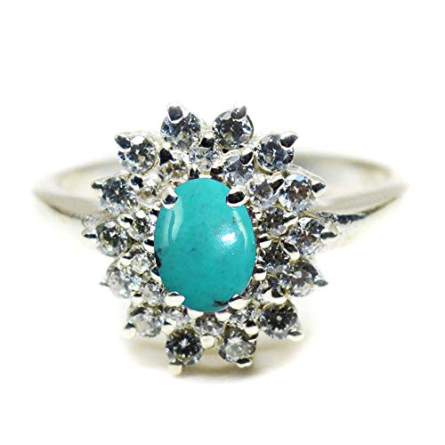 Turquoise naturelle bague en argent sterling style bohème chic mixte