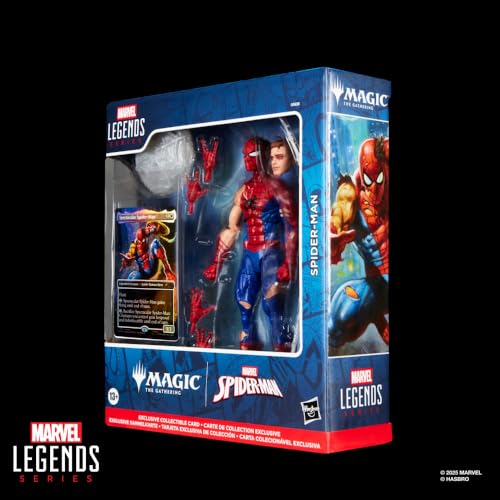 Marvel Legends Series Magic: The Gathering, Figurine Spider-Man endommagé au Combat avec Carte Premium Exclusive