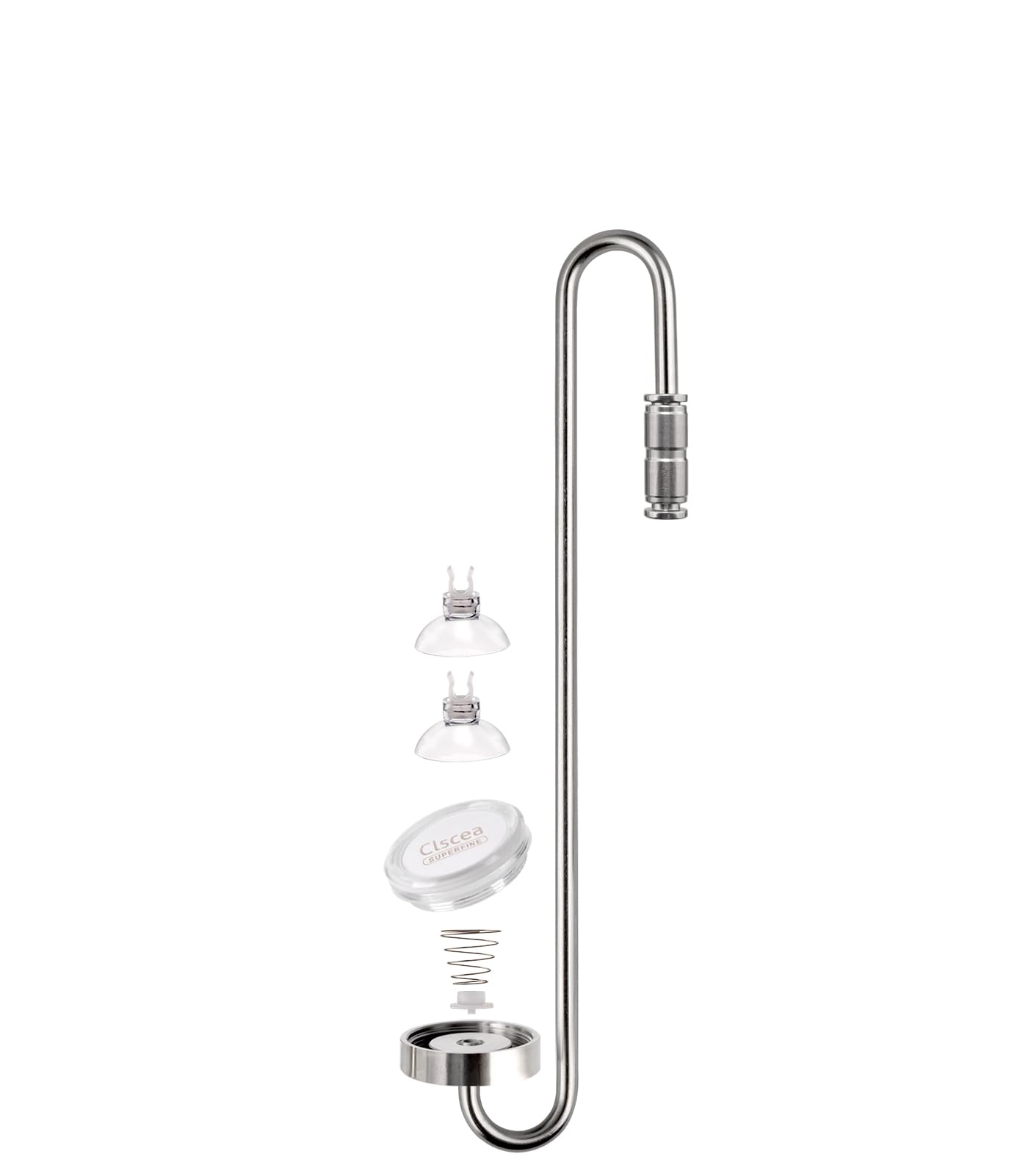 Diffuseur de CO2 en acier inoxydable pour aquarium, atomiseur de CO2 avec clapet anti-retour intégré et disque remplaçable pour aquarium 35 cm (L)