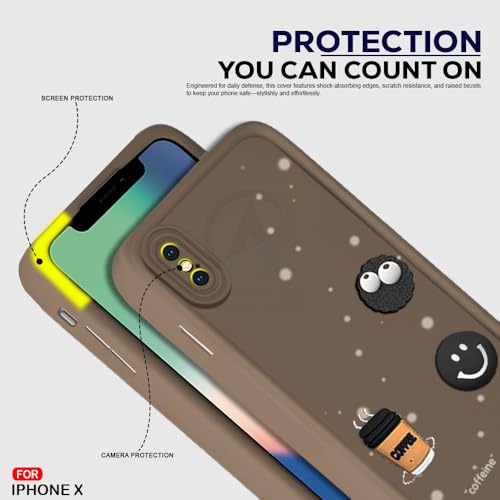 Image of AESTMO Back Case Cover for iPhone X /XS Back Cover | Cute Fun Cartoon 3D Ball | Coffee Silicone Case | Full Body Protection | Camera Protection Back Cover for iPhone X /XS (Brown)