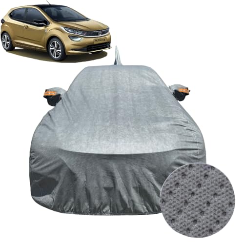 Image of Car Cover for Tata Altroz (2020-2024)| 100% Waterproof Cover with Front Side Antenna & Reflective Mirror Pockets | Dustproof, Scratchproof, Heatproof Altroz Car Cover|Soft Cotton Lining|Grey