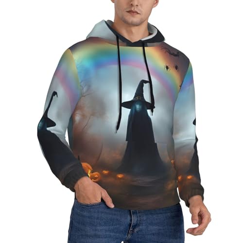 Sweat à capuche homme arc-en-ciel au design fantôme et sorcière idéal en superposition