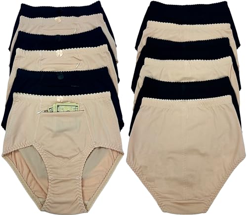 Image of ToBeInStyle Women's High Waisted Zippered Front Pocket Basic Girdle Panties Briefs