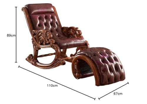Image of Rocking Chair |Sheesham Wood Elegant Rocking Chair with Pillow and Matching Foot Stool and Pre assembeled(Brown)