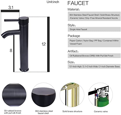 Artethys 24 Inch Bathroom Vanity Combo Single Modern Mdf Cabinet With Vanity Round Tempered Glass Counter Top Vessel Sink With Oil Rubbed Bronze (Orb) 1.5 Gpm Faucet And Pop Up Drain Artistic Blue #TOP7