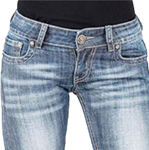 JEKE-DG Women's Bootcut Jeans Mid Rise Stretch Fitted Denim Pants Slim Fit Washed Jean Denim Pants2