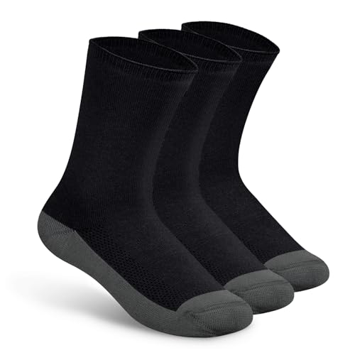Orthofeet Extra Roomy Non-Binding Non-Constrictive Circulation Seam Free Black Socks, 3 Pack
