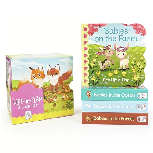 Image of Animal Babies Lift-a-Flap Boxed Gift Set 4-Pack: Babies on the Farm, Babies in the Forest, Babies in the Snow, Babies in the Ocean (Chunky Lift a Flap)