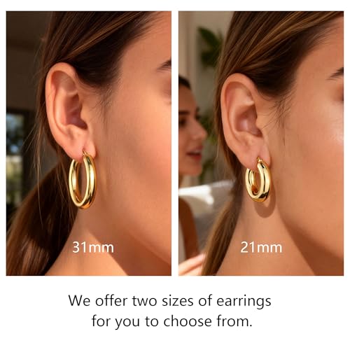 Image of Chunky Hoop Earrings for Women Small Huggie Hoops Earrings Fashion Jewelry