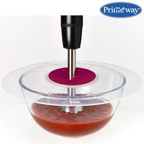 Image of Primeway Plastic Silicone O 32cm Protective Lid | Food Splatter Free Cover | Multipurpose Use | Mixing Bowl splatter guard | Tableware | XXL | 12.5 inches | Clear