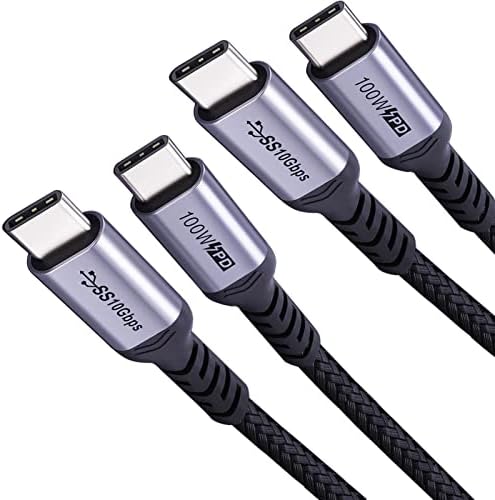USB C to USB C 3.1 Cable 3FT 2 Packs, 100W Type C to Type C Monitor Video Cable 4K 60Hz Display, 10gbps High Speed Data Transfer USBC Cable E-Marker Chip Cord Compatible for Galaxy