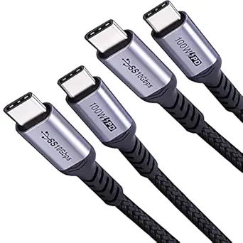 USB C to USB C 3.1 Cable 3FT 2 Packs, 100W Type C to Type C Monitor Video Cable 4K 60Hz Display, 10gbps High Speed Data Transfer USBC Cable E-Marker Chip Cord Compatible for Galaxy