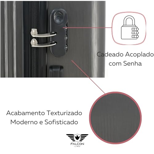Falcon Line Mala De Viagem ABS Mala de Bordo a Mão Pequena 10kg Cadeado seguindo Padrão ANAC com 4 R