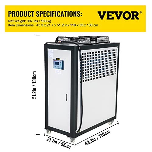 Mophorn Air-Cooled Chiller Industrial 5 Ton, 5Hp Panasonic Compressor, Finned Condenser Portable Conditioner, Micro-Computer Control & Built-In 53L Stainless Steel Water Tank For Plastic Electric #TOP6