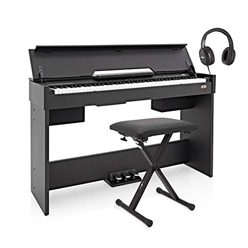 DP-7 Kompaktes Digitalpiano von Gear4music, schwarz mit Zubehör