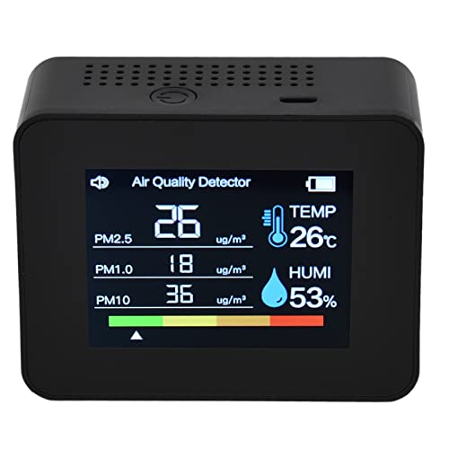 Monitor de Contaminación de la Calidad del Aire 8 en 1, Probador del Sensor del Medidor de Humedad Y Temperatura, Detector Portátil de CO2 HCHo TVOC PM2.5 con Sensor de Gravedad Prueba de Calidad del