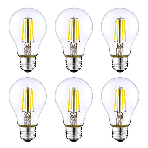E27 bombilla LED de bajo consumo, LED incandescente equivalente de 4W / 40W, no regulable, luz diurna 6500K, tornillo Edison pequeño A60, bombilla transparente, 400 lúmenes, AC220-240V, 6 paquetes