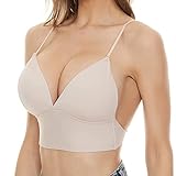 Asija BH Push Up, Damen Rückenfreier BH Unsichtbar Triangel Spitze BH U-Förmiger Rücken BH Tief V-Ausschnitt Bralette für Brautkleider