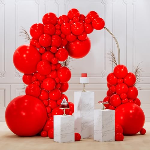 Image of PartyWoo Red Balloons 99 pcs Different Sizes of 36 18 12 10 5 Inch Red Balloon Arch Kit Garland for Birthday Graduation Bachelorette Citizenship Anniversary Cherry Casino Party Decorations Red-Y57
