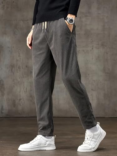Image of Samfor Men's Comfortable Corduroy Pants | Relaxed Fit Stretch Waist Trousers for Everyday Wear