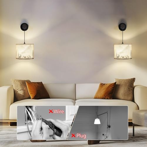 Image of Battery Wall Sconces Set of Two, Wall Sconces Battery Operated with Remote, Dimmable Cordless Wall Lamps, Rechargeable Wireless Sconce, Rustic Battery Wall Sconce for Living Room
