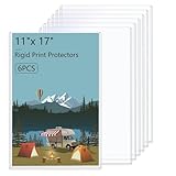 AKONEGE 6PCS 11 x 17 Rigid Print Protectors Hard Plastic Sheet Protectors, Clear Heavy Duty Top Loading Menu Holder Poster Sleeves Page Protectors Frames Holder for Magazine Photo Paper Poster Prints