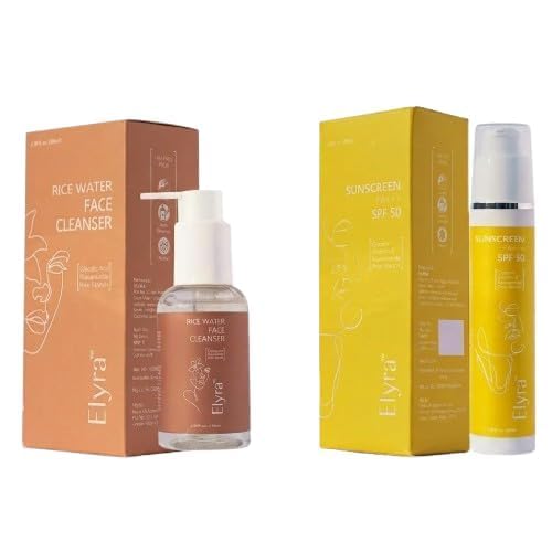 Elyra Daily Skin Care Combo | Rice Water Face Cleanser (100ml) with Glycolic Acid, Niacinamide & Rice Starch + SPF 50 PA+++ Sunscreen (50ml) with Vitamin E & Glycerin-image-21
