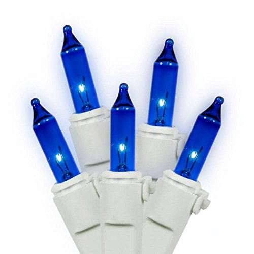 Vickerman 100 Blue Mini Light on White Wire, 33' Long Christmas Light Strand