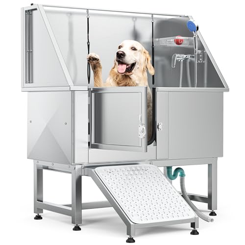 YITAHOME-50-Dog-Grooming-Tub-304-Stainless-Steel-Professional-Dog-Bathing-Station-wRamp-Faucet-Floor-Grate-Dog-Bathtub-for-Large-Medium-Small-Pets-Left-Door-Dog-Washing-Station-for-Home YITAHOME 50 Dog Grooming Tub 304 Stainless Steel Professional Dog Bathing Station wRamp Faucet Floor Grate Dog Bathtub for Large Medium Small Pets Left Door Dog Washing Station for Home