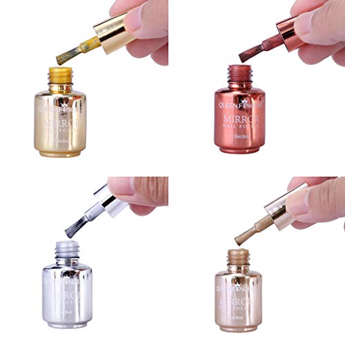 4 Stück Nagellack, schnelltrocknend, Plating Metallic Nail Polish Set Magic Semi-Mirror Effect Nail Lacquer, Nagellack… – Bild 7