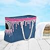 aidingzhi Peach Blue Glittering Sturdy Big Tote Bags with side pocketes Zipper Tote Bag for Travel Gym Vacation #2
