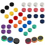 40 Pièces Aimants pour Tableau Blanc, Aimants Ronds Colorés, Petits Aimant Réfrigérateur de Couleurs pour Tableau Blanc, Salle de Classe, Bureau, Casiers, Photo (10 Couleurs)