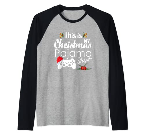 This is My Christmas Pyjamas Chapeau de Père Noël Gamer Jeu vidéo Manche Raglan
