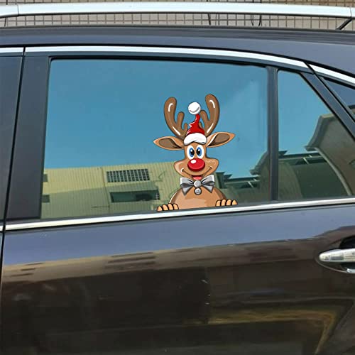 Leniutor Christmas Reindeer Peeking Sticker, Cute Santa Claus Snowman Decals For Car Window Bumper Stickers Christmas Car Accessory Decorations (Reindeer) #TOP5