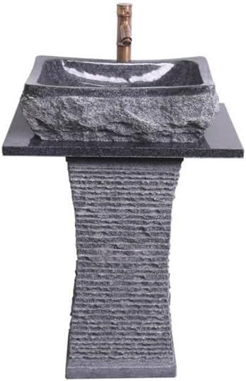 Bathroom Countertop Vessel Sink Outdoor Stone Wash Basin Garden Pool, Column Sink Home Bathroom Pedestal Sink Vanity