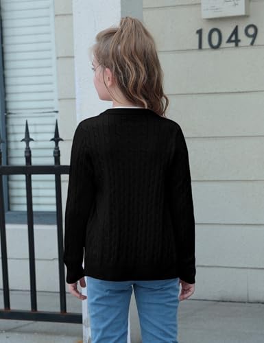 Girls Cardigan Long Sleeve Button Front Sweater Toddler Kids Knit School Uniforms Sweaters with Pockets 3-12 Years
