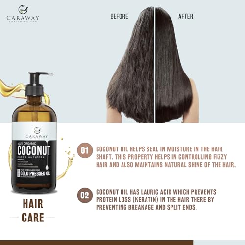 Image of CARAWAY Castor Oil 236 ml with Coconut Oil 236 ml Combo - Promotes Hair Growth