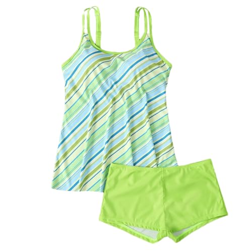 Dmmtot Conjunto de tankini para mujer, 2 piezas, talla grande, tankini para mujer, trajes de baño fluidos con pantalones cortos, control de abdomen, ajuste holgado, ocio, playa, vacaciones, surf,