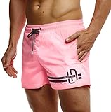 Leif Nelson Herren Sommer Badeshorts mit Taschen Männer Badehose Schwimmshorts Herren Schwimmhose-Beachshorts Jungen Strand Shorts Kurze Hosen Cargo Bermuda Chino LN92525 Pink XX-Large