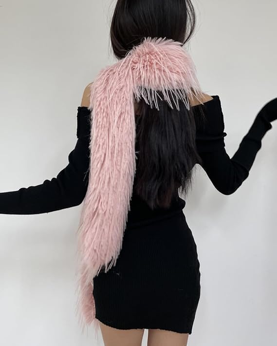 Faux Fur Scarf Large Furry Scarfs Solid Color Long Neckerchief Decoration Warm Scarf for Women Lightweight 2025 - Image 4