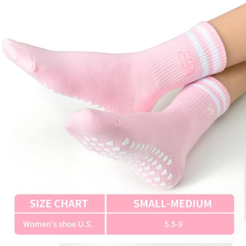 Pilates Socks for Women, Non Slip Grips Yoga Socks Cute Bowknot Embroidery for Ballet Barefoot Workout4