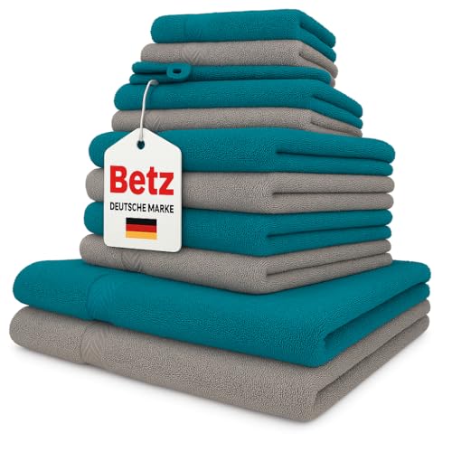 Betz 12-TLG. Handtuch-Set Palermo 100% Baumwolle 2 Liegetücher 4...