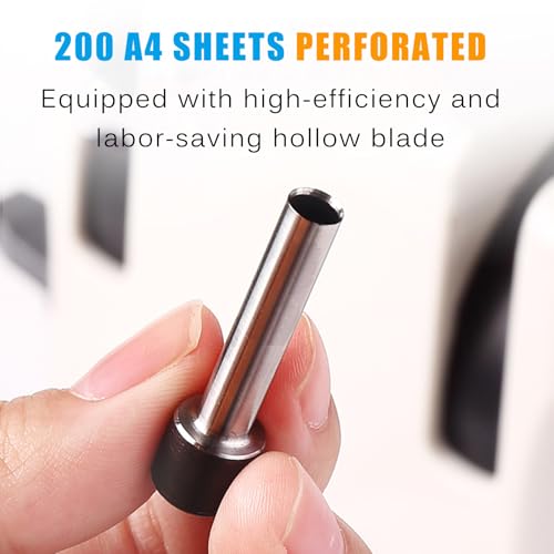 Perforatrice manuale a 2 fori, capacità 200 fogli, apertura 6 mm, passo 80 mm, profondità alimentazione carta 12 mm, ideale per casa, ufficio, scuola, aula