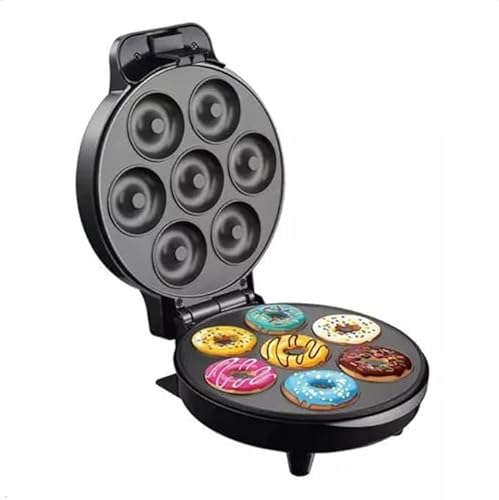 Máquina De Mini Donuts 7 Rosquinha Antiaderente 110V Preto Confeitaria Profissional, Café da Manhã,