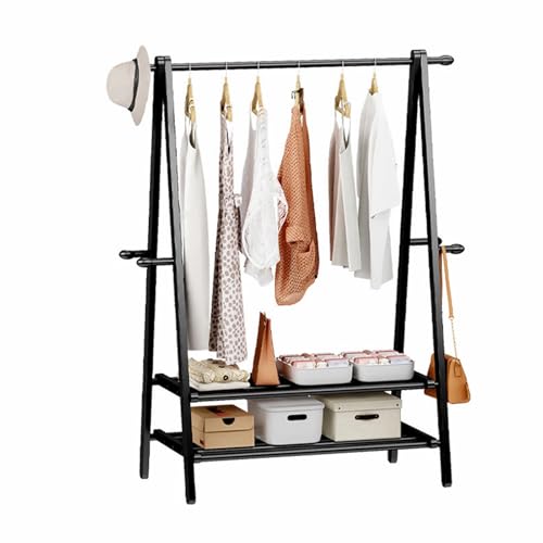 XQJLBZA Perchero de Metal Independiente de una Sola Barra, Percha Multifuncional para Dormitorio con Estante de Almacenamiento Inferior, para Usar en el Dormitorio, la Oficina y la Entrada(100x148)