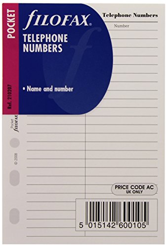 Filofax - Fogli Nome E Numero Di Telefono