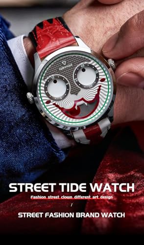 Image of MARK FAIRWHALE Personality Joker Watch Waterproof Wrist Watch Men Luxury Hip Hop Women Fashion Quartz Watch Leather Strap