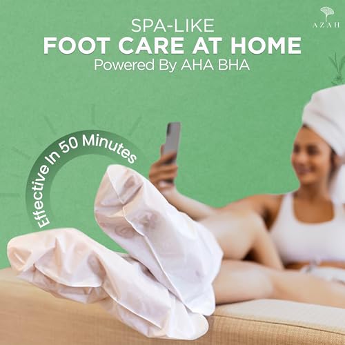 Image of Azah Foot Mask Peeling Feet Mask [Pair of 1] | Korean Foot Peel off Mask for Cracked Feet | Peeling and Exfoliating | Legs care at Home | Exfoliating Sheet for Home | Tea Tree Sheet