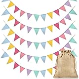 Alintor Wimpelkette Outdoor Wetterfest, Einschulung Deko, 5 Stück Geburtstagsdeko, für Regenbogen Deko, Luftschlangen, Matschküche, Spielhaus, Spielturm, Baumhaus, Klettergerüst, Festival Zubehör
