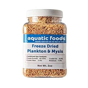Aquatic Foods Inc. Plankton & Mysis Shrimp -Freeze Dried Floating Small Plankton/Mysis for Marines, Corals, Anemones, Koi & Pond Fish, Cichlids, All Tropical Fish…2oz Small Jar